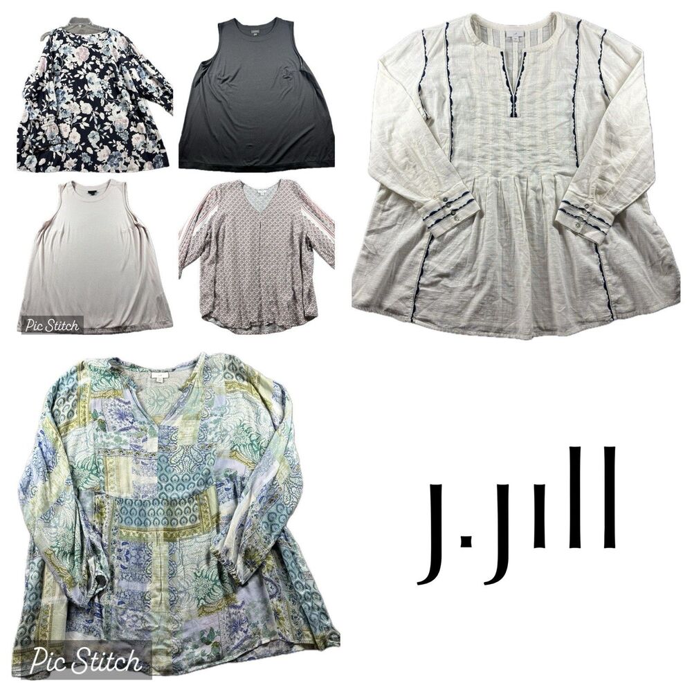 J Jill Women LOT Blouses Shirts Tanks Career Casual Capsule Peasant Floral 2X